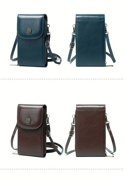 RFID Blocking Crossbody Phone Wallet Soft Leather Wallets Vintage Cell Phone Purse Versatile Female Shoulder Bags Women Handbag