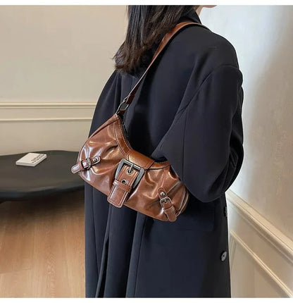 Y2K Retro Pleated Hobo Shoulder Bag for Women Hot Selling Maillard Style Underarm Bag Clutch Handbags for Travel Work Shopping