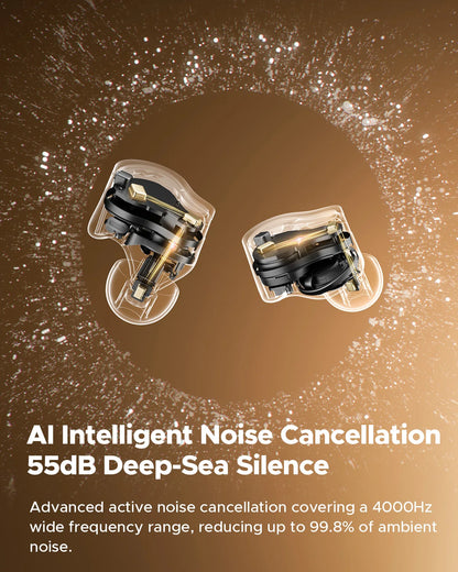 SoundPEATS H3 Wireless Bluetooth Earbuds Hybrid 3 Driver HiFi 55dB Adaptive ANC Headphones with LDAC AptX Lossless Hi-Res Audio