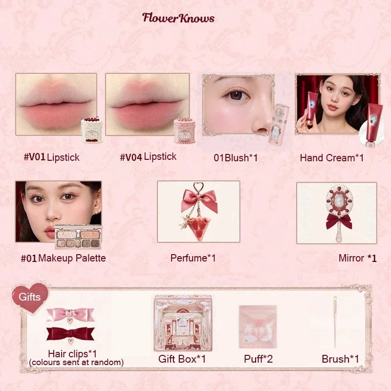 Flower Know Strawberry Cupid Box Collection Make Up Sets Cosmetics Full Set Palette Pressed Powder Blush Lipstick Mystery Box