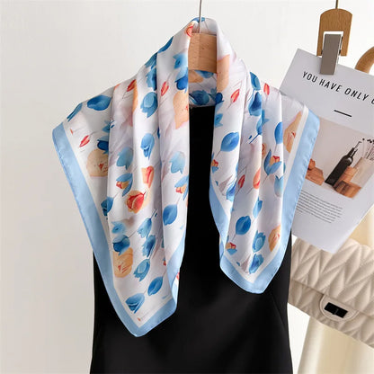 70*70cm Zebra Stripes Print Head Scarf for Women Silk Square Scarves Foulard Bandana Fashion Decorate Hijab Female Neckerchief