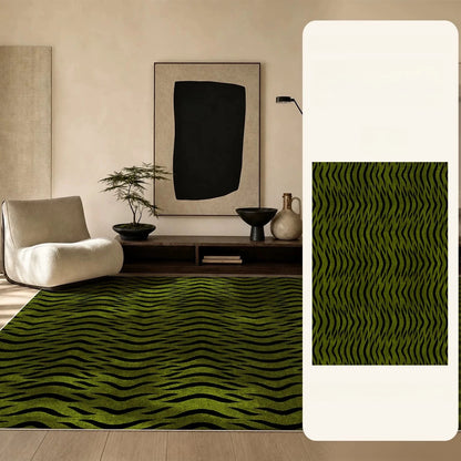 Large Area Bedroom Decor Green Carpet Retro Style Rugs for Bedroom Washable Lounge Leopard Print Floor Mat Anti-slip Bedside Rug
