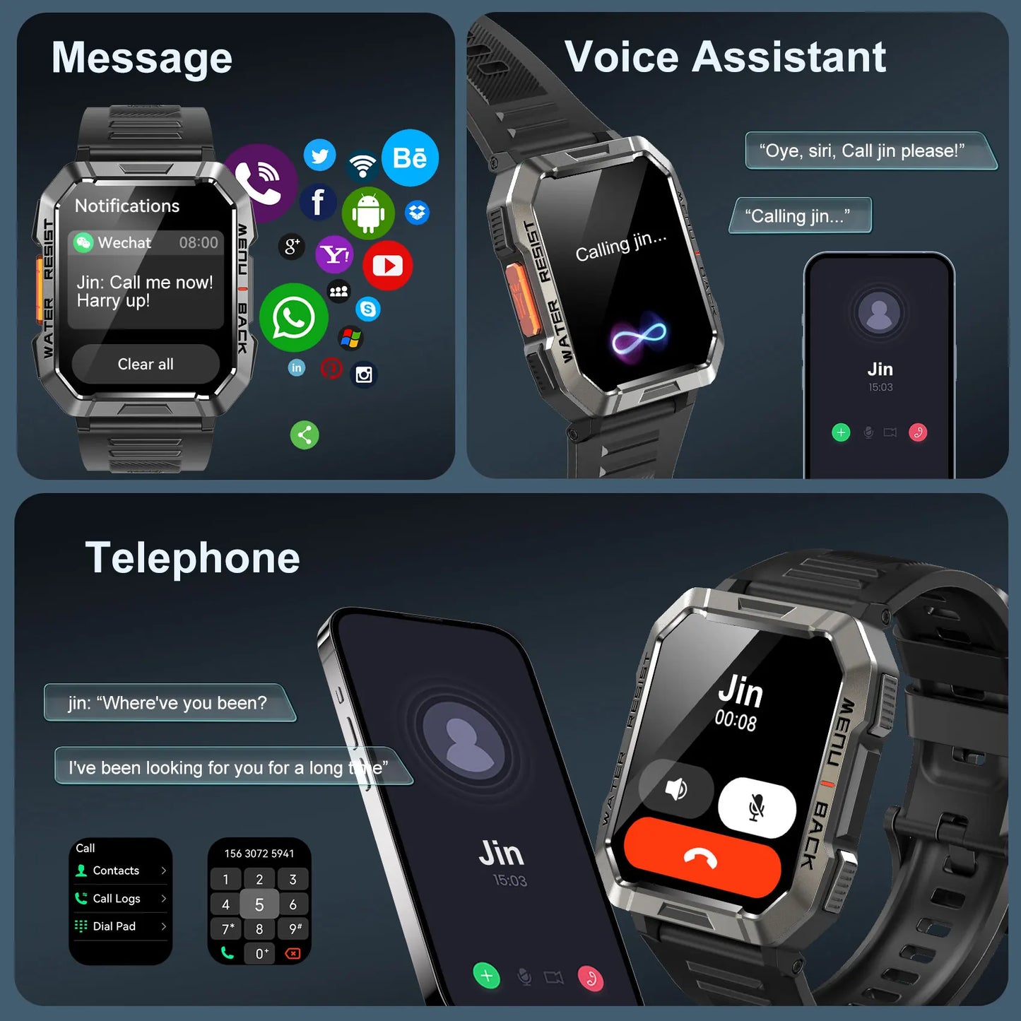 Blackview W60 Waterproof Smart Watch 2.01 inch HD Display 900mAh Large Battery Smartwatch Emergency Lighting Woman Man Watches