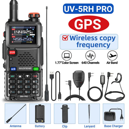 Baofeng UV-5RH PRO GPS Walkie Talkie Multi Band Wirless Copy Frequency NOAA Type-c Long Range UV-5R Tow Way Ham Radio