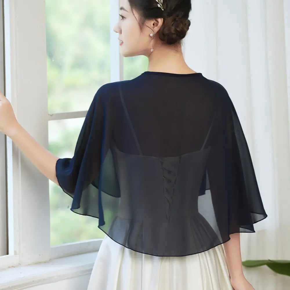 Fashion Sheer Chiffon Capelet Lightweight Design Elegant Style Soft Shawls Wedding Cape Bridesmaid Accessories