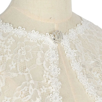 Floral Lace Lace Shoulder Wrap Thin Fabric Hollow Out Bridal Shawl Floral Pattern Diamond Embedded Wedding Capelet Bridal