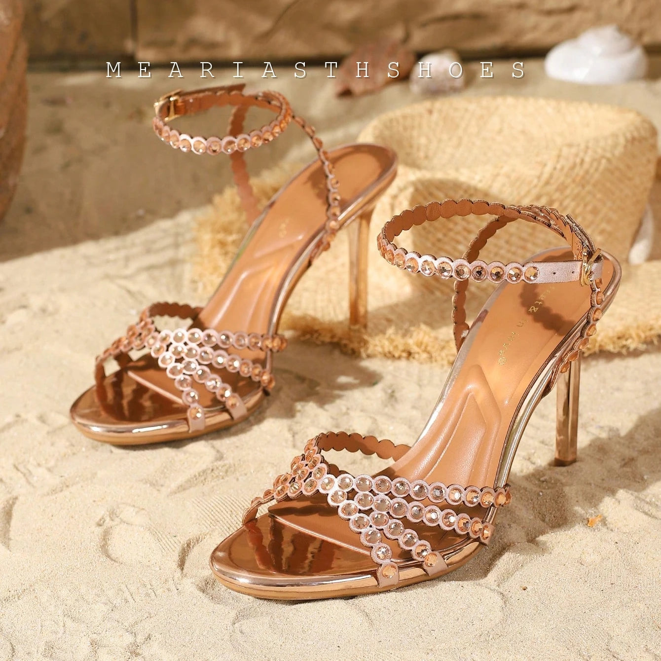 Luxury Crystal Cross Tied High Heel Sandals Women Sexy Open-toe Ankle Strap Buckle Stiletto Sandals Elegant Banquet Dress Shoes