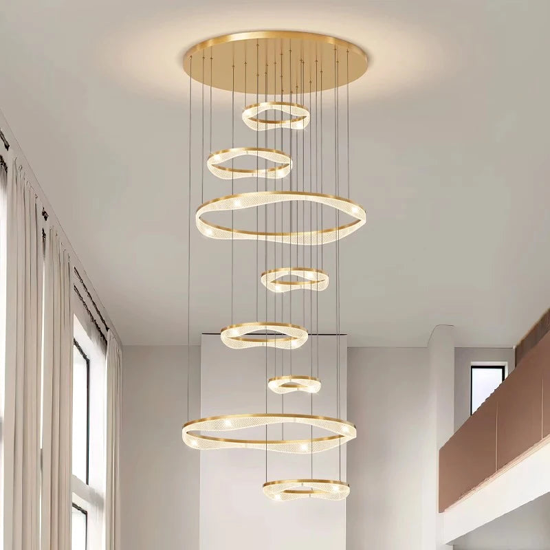 Modern ring stairs led lights pendant light lamps for living room led Chandeliers for dining room hanging light indoor lighting