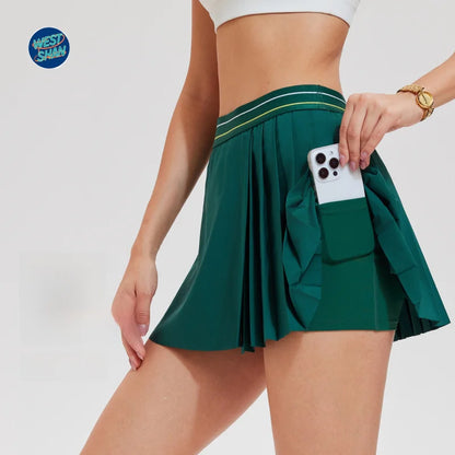 WESTSHAN EU US Size Women A-Line High-Waisted Safty Shorts Pleated Skirt Pickball Tennis Jogger Badminton Golf Sports Skirt