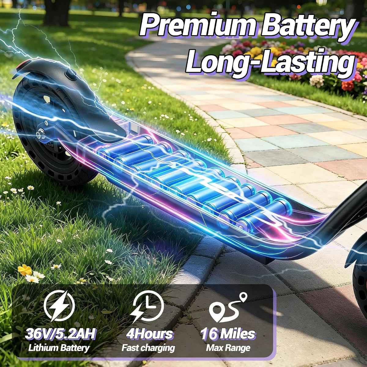 8.5'' Electric Scooter, 350W Powerful Motor & 19MPH Top Speed, 16 Miles Range, Lightweight E-Scooter with EABS & Drum Brake for Teens and Adults
