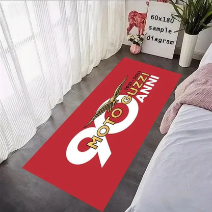 Moto Guzzi Crystal Velvet Motorcycle Mat, Anti-Slip Garage Floor Mat for Motorbike Parking, Retro Italian Style, Home Garage Dec