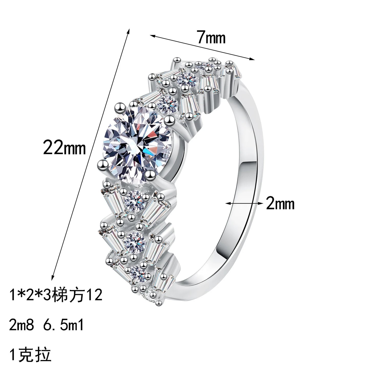 Women's PT950 Platinum 1CT Moissanite Ring - Rectangular Bevel Style, Luxury Gorgeous, High-End Festival Gift & Unique