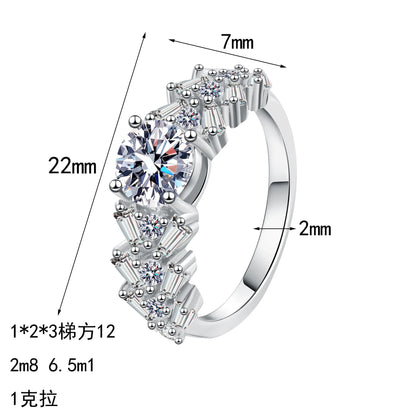 Women's PT950 Platinum 1CT Moissanite Ring - Rectangular Bevel Style, Luxury Gorgeous, High-End Festival Gift & Unique
