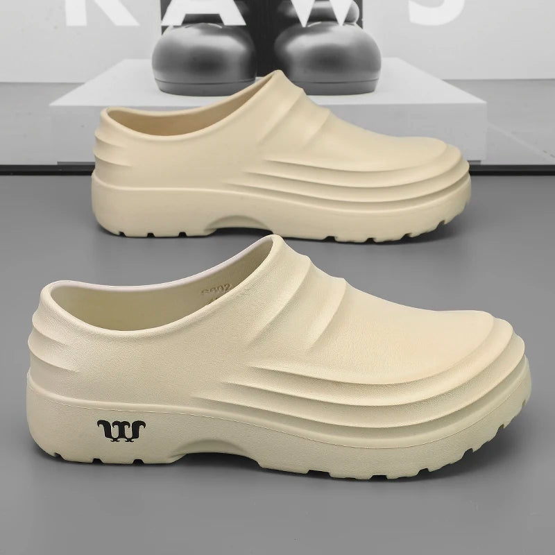 Summer Chef Shoes Anti Slip and Oil Proof Work Shoes Lazy Slippers Casual Trendy Slipper One Step Fashion Garden Shoes For Beach