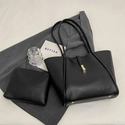 Branded Designer Shoulder Tote Bags For Women Soft PU Leather 2-IN-1 Big Capacity Shopper Tote Set 2025 Luxury Designer Handbags