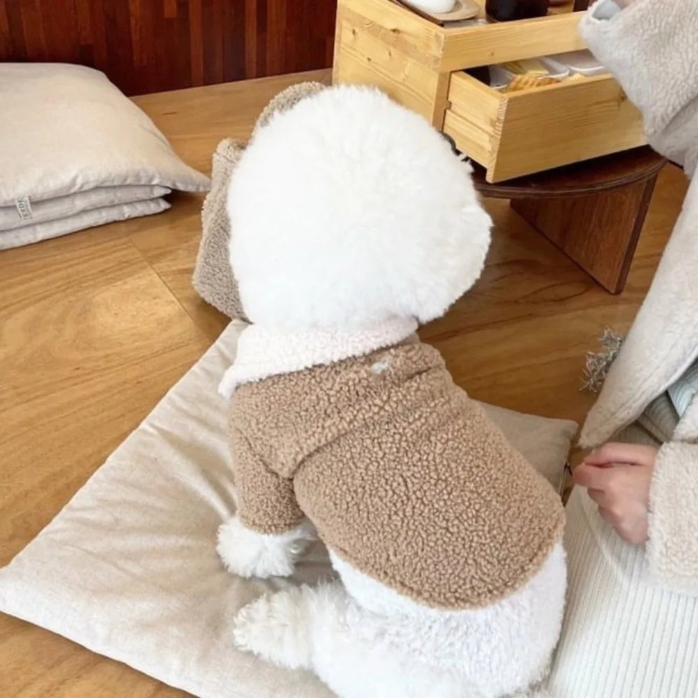 Fashion Autumn Winter Dog Warm Clothes Thickened Windproof Dog Hiking Jacket Horn Buckle Cute Dog Bodysuit for Small Medium Dog