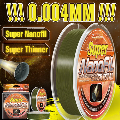 ZUKIBO Nanofil Crystal Unifilament Fishing Line Green Smooth Thin  Line Abrasion Resistant Zero Memory for Spinning Reels