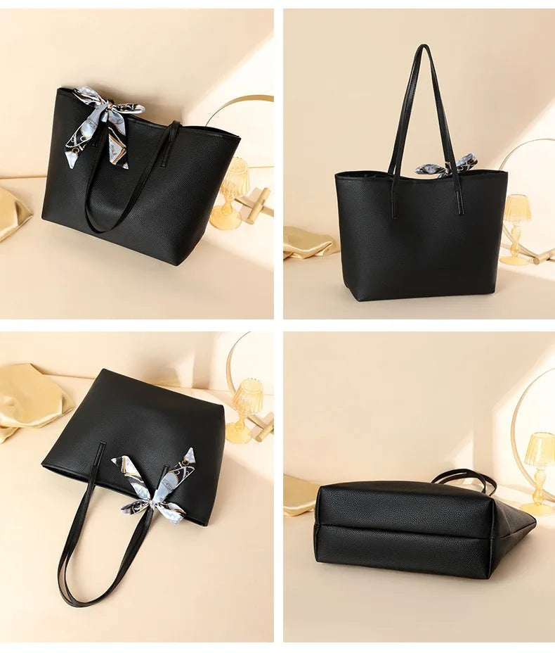 Luxury Handbag Women Bags Designer High Quality Pu Leather Solid Color Shoulder Bags for Women Large Capacity Shopping Tote Bag