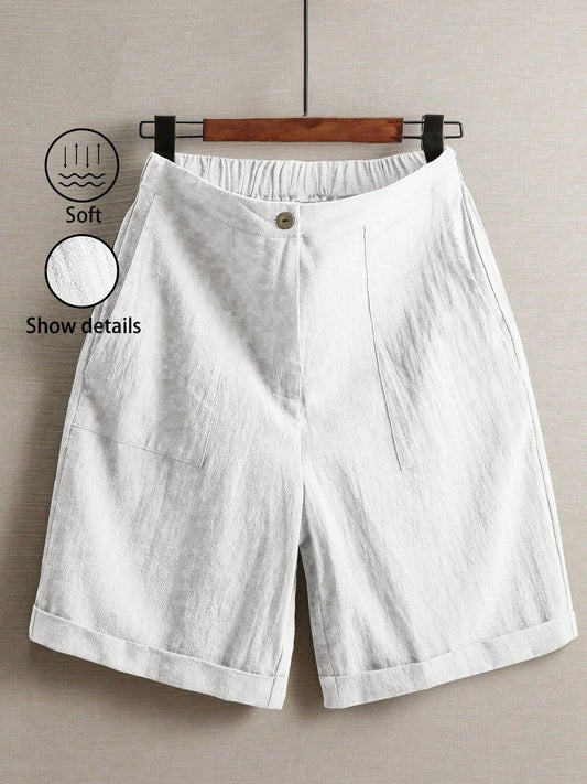 Summer women's thin five-point pants, wide-leg casual straight-leg high-waisted women's pants, fashionable outdoor sports pants
