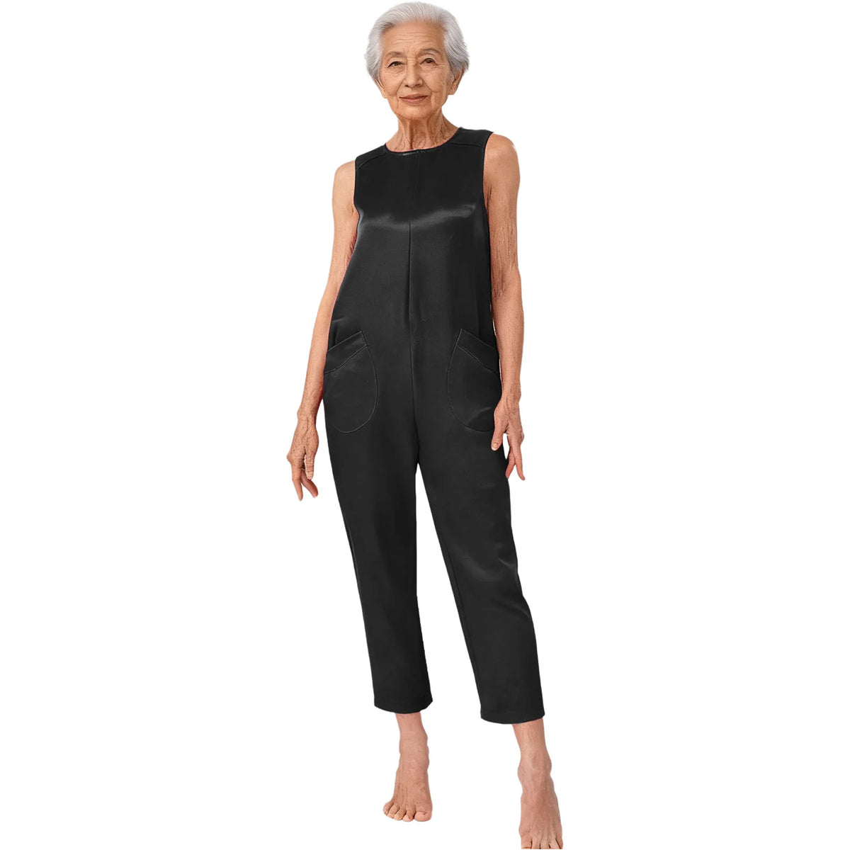 Women Special Needs Clothing Cotton Elderly Anti-Strip Adaptive Jumpsuit Back Legs Zip Long Sleeve Long Pants Nursing Rompers