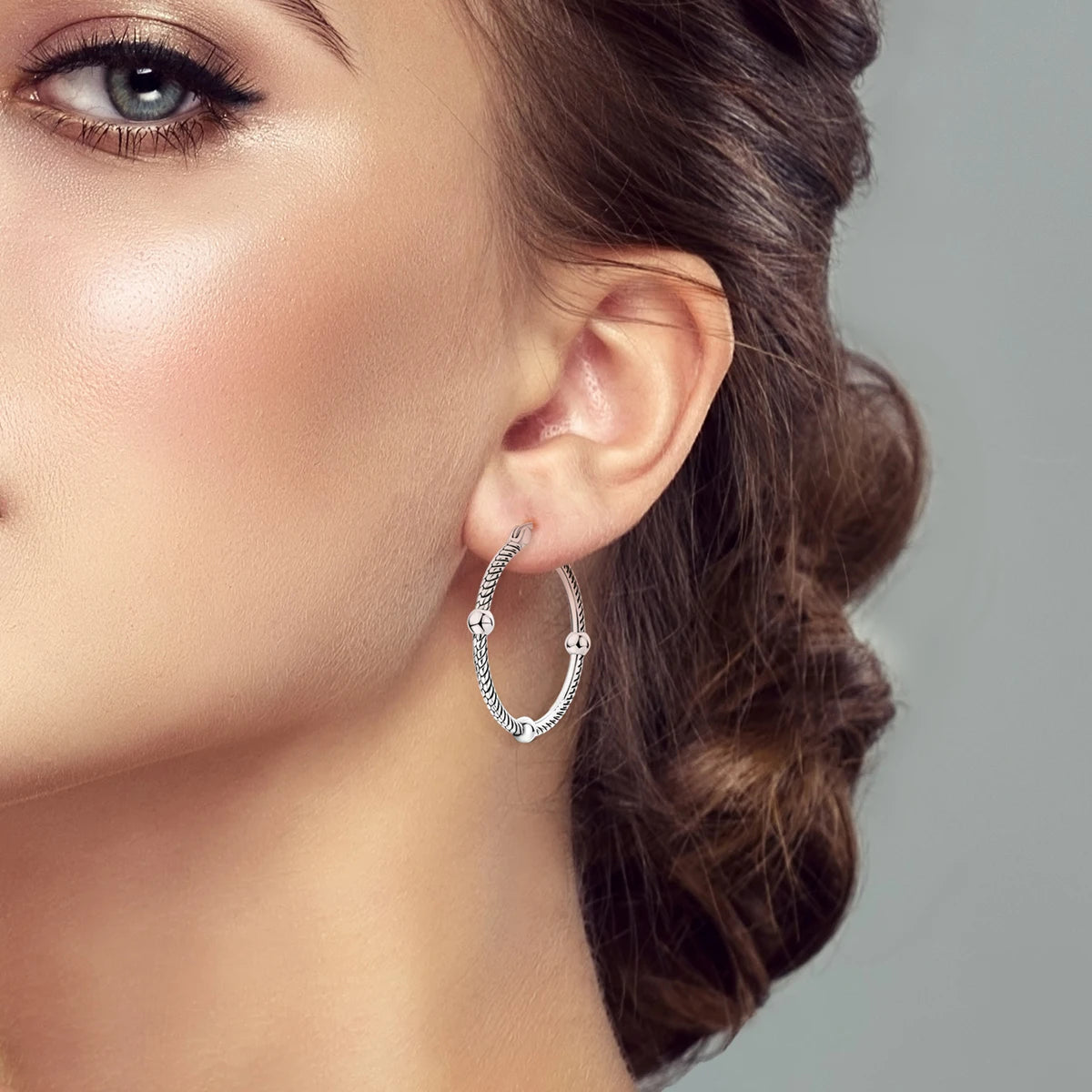 925 Sterling Silver Original Hoop Earring For Woman Luxury  Pendientes Wedding Jewelry Gift