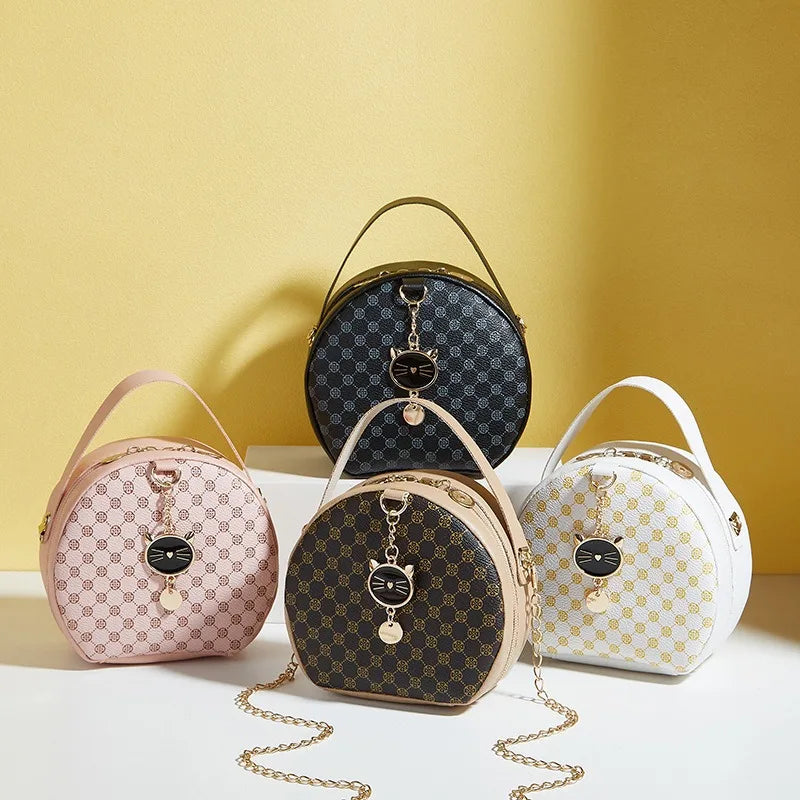 Circular Designer Fashion Women Shoulder Bag Leather Women's Messenger Crossbody Bags Ladies Purse Female Round Bolsa Handbag
