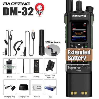 Baofeng DM-32 DMR Digital Walkie Talkie Upgraded Extended Battery High Capacity GPS APRS Dual Mode Analog Dual Time Slot  AM FM