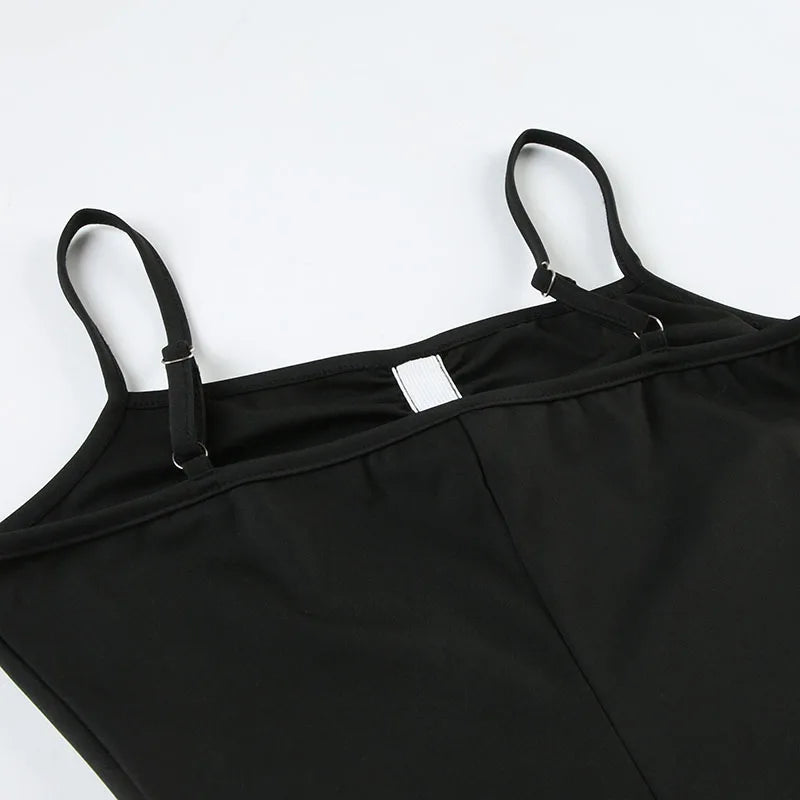 SUCHCUTE Women Black Sleeveless Short Playsuits Sexy Yoga One-piece Suit Sport Fitness Short Jumpsuits Summer Casual Bodysuits