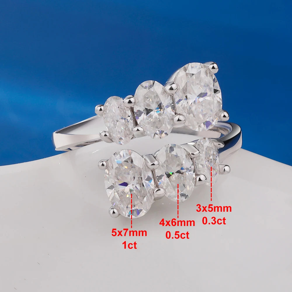 3.6cttw Oval Cut Moissanite Diamond Engagement Ring for Women 925 Sterling Silver 18K Gold Plated Wedding Bands Fine Jewelry