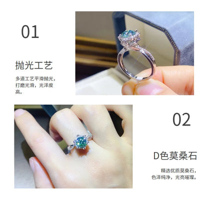 100% Original Certified 18K platinum PT950 Royal Manor 2 Carat Green Moissanite Ring Diamond Ring Comes with Certificate