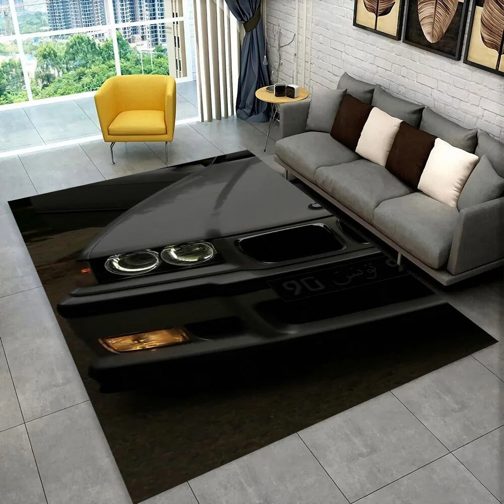 3D E36 Racing Car Motorcycle Rug Carpet for Living Room Bedroom Decor,kids Play Non-slip Decoration for Sofa Doormat Gift