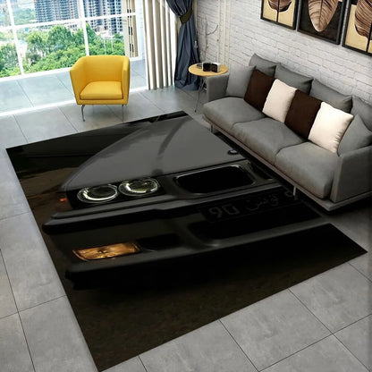 3D E36 Racing Car Motorcycle Rug Carpet for Living Room Bedroom Decor,kids Play Non-slip Decoration for Sofa Doormat Gift