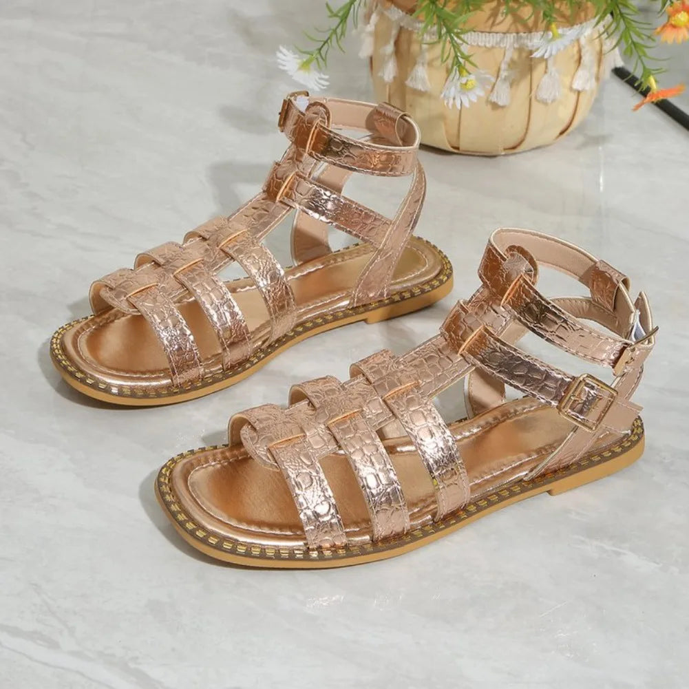 Summer New Roman Style Ankle Strap Women's Sandals Fashion Hollow Solid Casual Lightweight Comfort Women Shoes Zapatos De Mujer