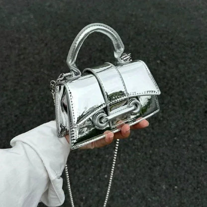 Pu Leather Vintage Women Silver Chic Crossbody Bag Luxury Designer Small Shoulder Bags Fashion Gold Mini Coin Purse Cute Handbag