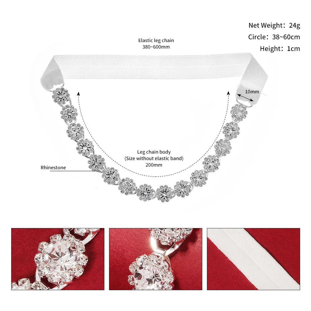 Rhinestone Bridal Accessories for Wedding Lace Flower Garter for Bride Jewelry Gift Elastic Leg Ring Gift for Suspenders Party