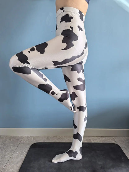No elastic leopard print seam high waist tights yoga pants Plus size women sports tight leggings