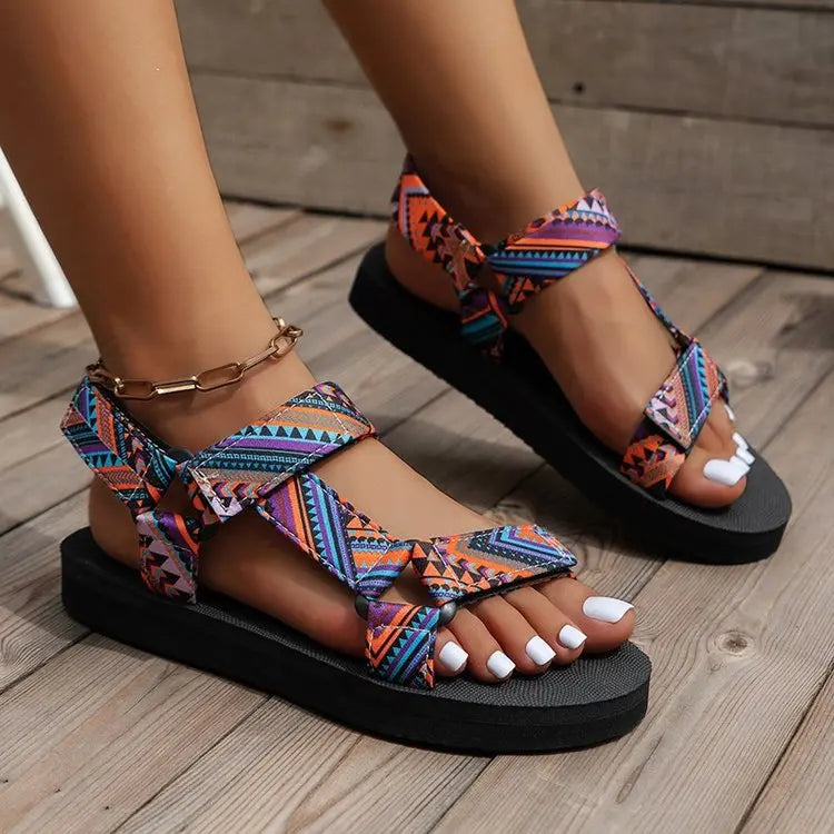Summer Flat Women's Shoes Hemp Rope Set Foot Beach Sandals Outdoor All-match Casual Slippers Large Size Women Sandals