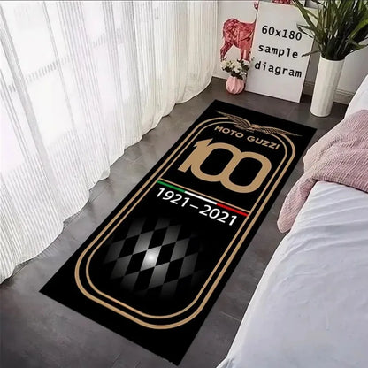 Moto Guzzi Crystal Velvet Motorcycle Mat, Anti-Slip Garage Floor Mat for Motorbike Parking, Retro Italian Style, Home Garage Dec