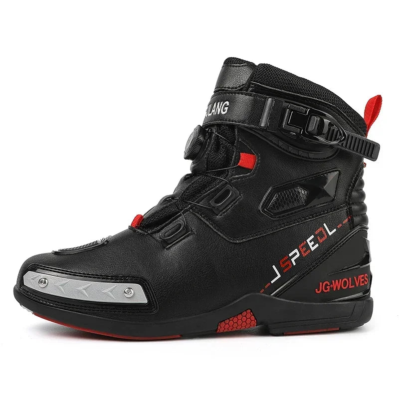 Men Leather Motos Breathable Anti Slip Wear-resistant Riders Boots Motorbike Racing Ankle Length Shoes 2024 New Motorcycle Boots