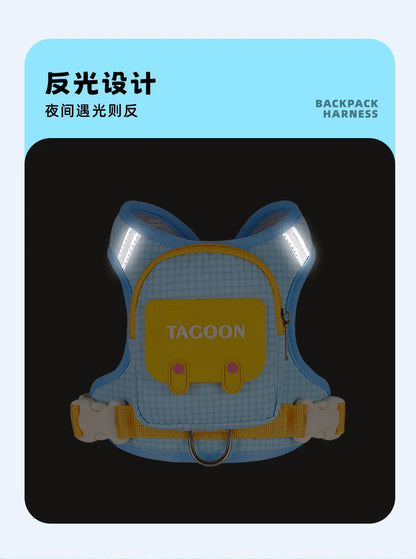 Dog Backpack Harness Cute Plaid Outdoor Self-Carrying Bag for Pets Puppy Chest Vest for Walking Adjustable for Small Medium Dogs