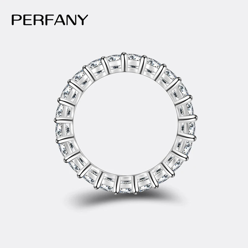 PERFANY 3mm Full Moissanite Ring for Women S925 Pure Silver Eternal Diamond Stackable Engagement Ring Fashion Luxury Jewelry