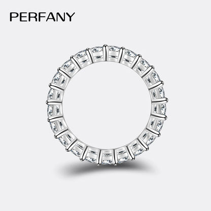 PERFANY 3mm Full Moissanite Ring for Women S925 Pure Silver Eternal Diamond Stackable Engagement Ring Fashion Luxury Jewelry