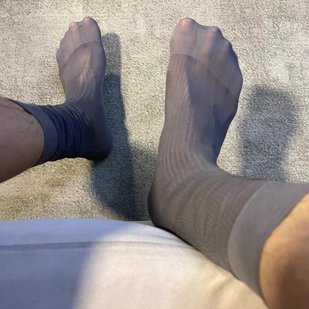 Dress Tube Socks Man Sheer Stockings Men Ultra Thin Erotic Formal Wear Socks Man Sexy Transparent Business Socks