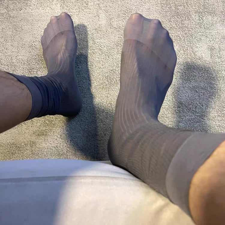 Dress Tube Socks Man Sheer Stockings Men Ultra Thin Erotic Formal Wear Socks Man Sexy Transparent Business Socks