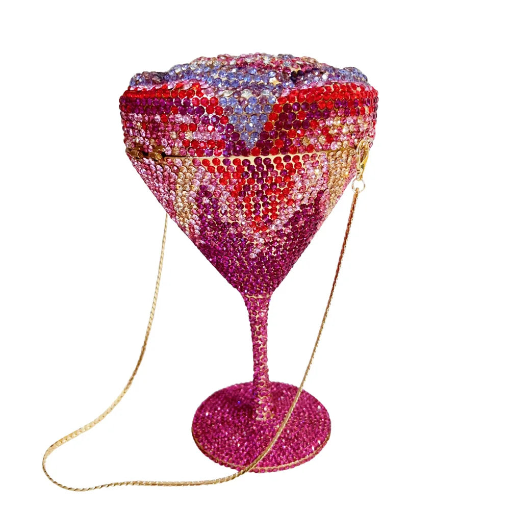 XIYUAN Women Luxury Branded Martini Crystal Evening Bag Elegant Cup Diamond Bridal Handbag Wedding Party Purses Lady Gift Clutch