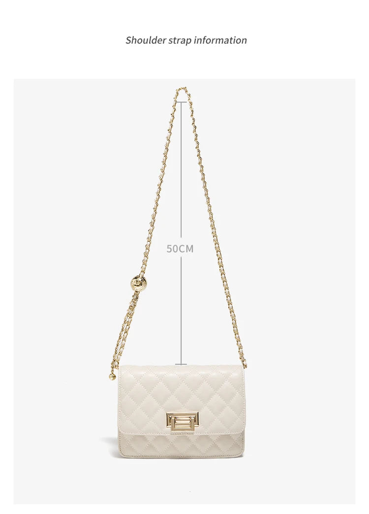FOXER 2026 Women White Quilted Crossbody Bag Luxury Leather Chain Shoulder Bag Fashion Lady Flap Square Purse for Casual & Party