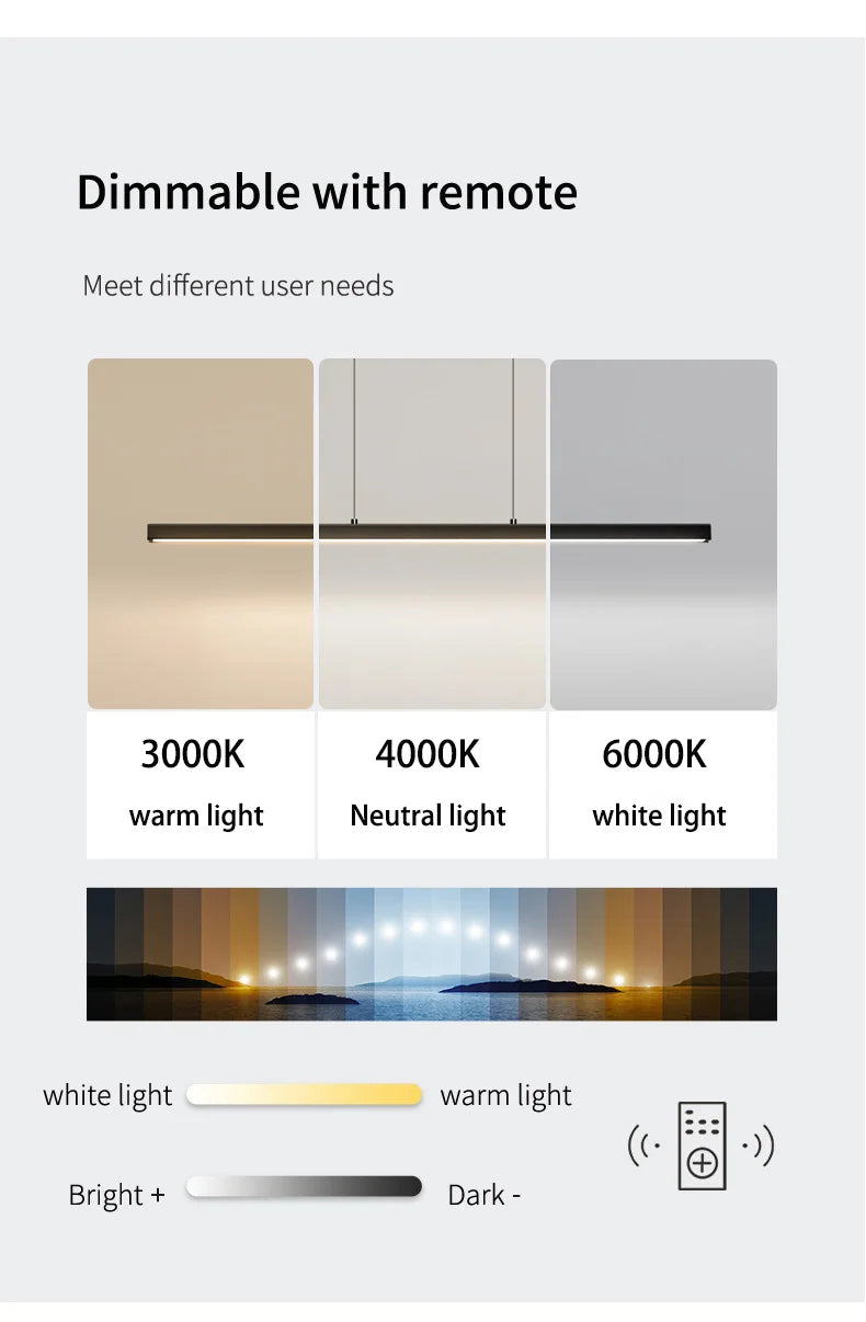 Dining Room Chandelier Dining Table Lighting Kitchen Bar Light LED Linear Lamp Restaurant Pendant Lights Modern Brief Droplight