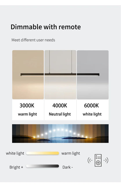 Dining Room Chandelier Dining Table Lighting Kitchen Bar Light LED Linear Lamp Restaurant Pendant Lights Modern Brief Droplight