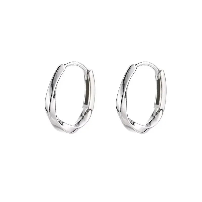 925 Sterling Silver Round Stud Earrings for Women Simple Inlaid Design Hoops Earrings Wedding Party Jewelry Accessories Gifts
