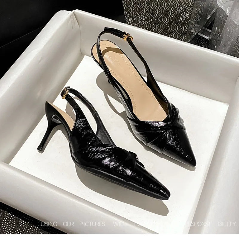 Luxury Designer Women's Shoes Exquisite Pointed Tip High Heeled Sandals for Woman Elegant French Casual Shoes Sandalias De Mujer